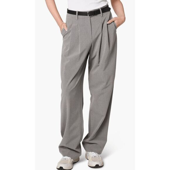 WAYF Icon Gray Pinstripe Straight Leg Trousers - Picture 4 of 9
